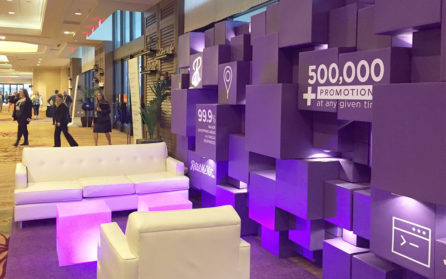 Branded Interior Exhibit design for RetailMeNot at eTail West Conference 2016