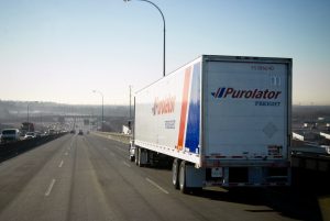 Purolator dry van box-sized trailers transporting nonperishable items