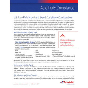 Auto parts compliance