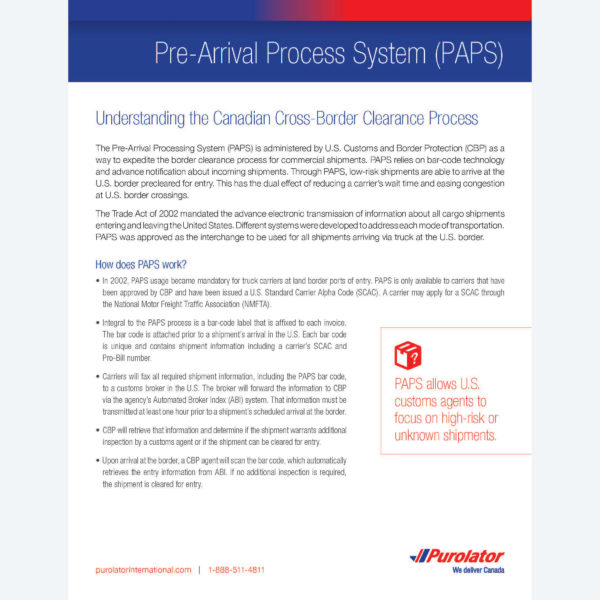 pre-arrival process system