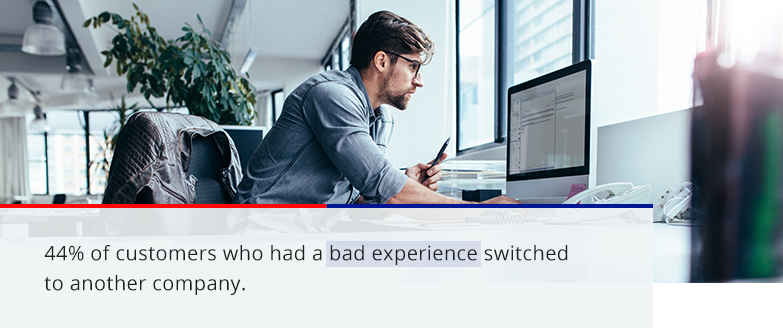 44% of customers who had a bad experience switched to another company
