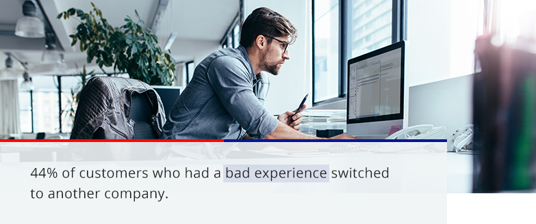 44% of customers who had a bad experience switched to another company