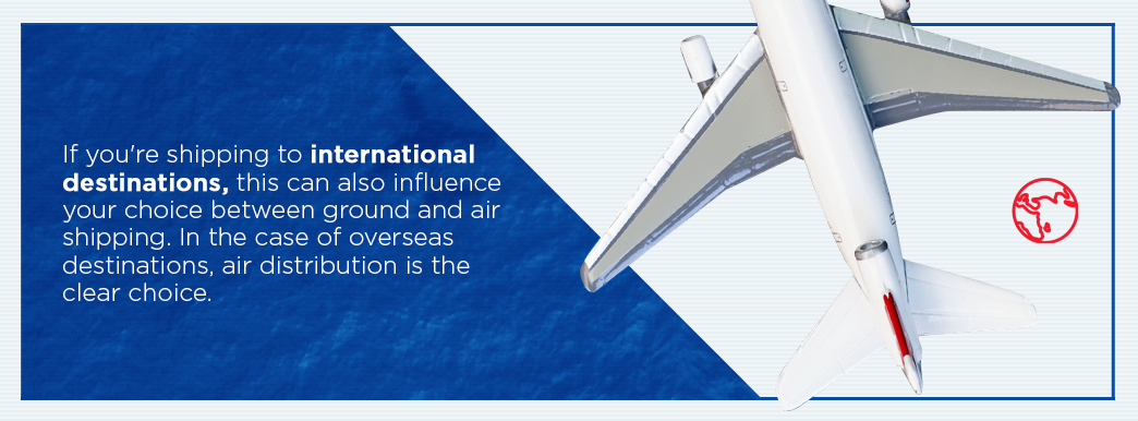 Ground versus air shipping for international destinations
