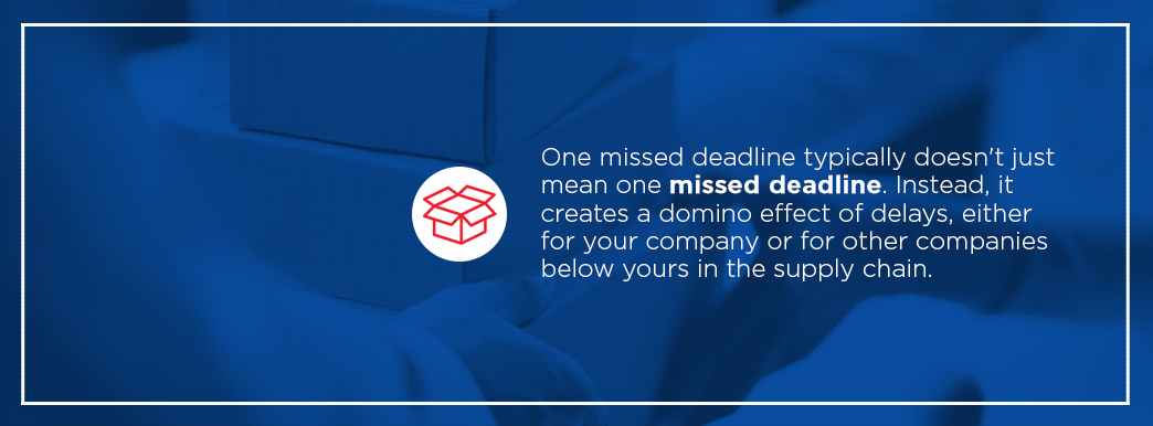 A missed deadline can cause a domino effect down the supply chain